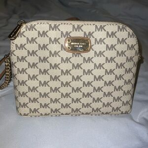 Michael Kors Monogram Crossbody Bag - Beige and Brown